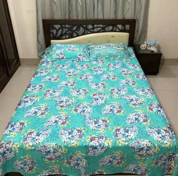 Cotton Design Bedsheet 8 x 8 foot - 3pcs Set