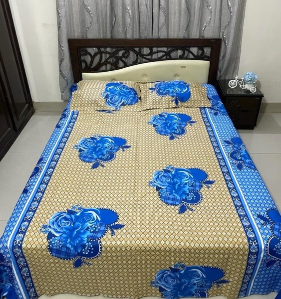 Cotton Design Bedsheet 8 x 8 foot - 3pcs Set