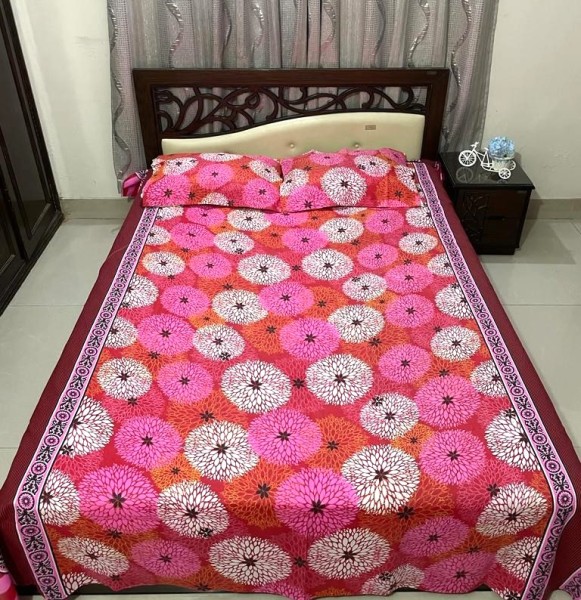 Cotton Design Bedsheet 8 x 8 foot - 3pcs Set