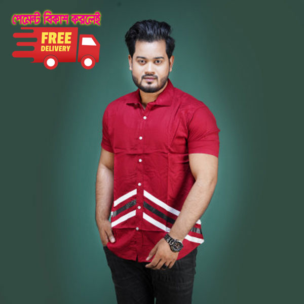 Men's Casual Shirt, DarkRed colored