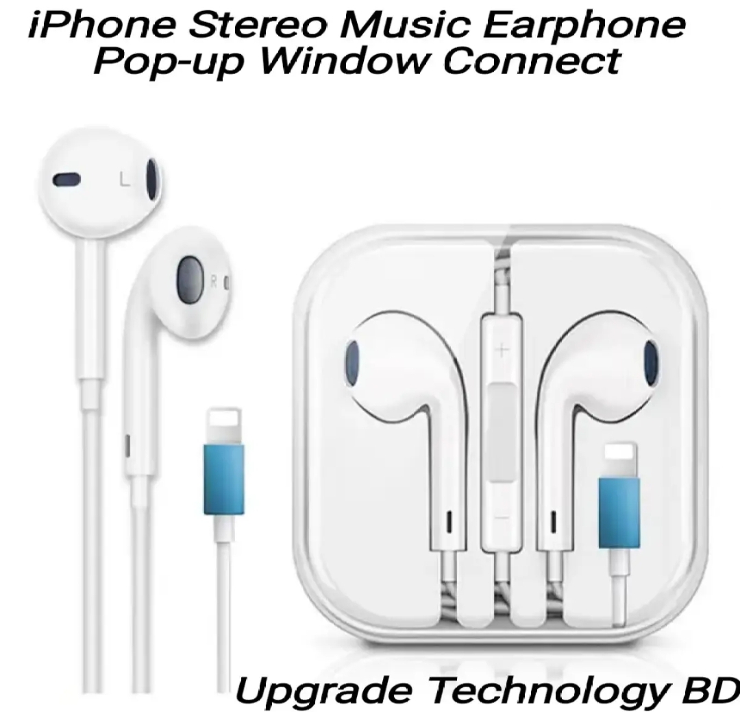 Apple iPhone Lightning Stereo Ear-Pods Earphones Microphone Included Remote Control Volume Control HIFI Heavy Bass In-Ear Earphones