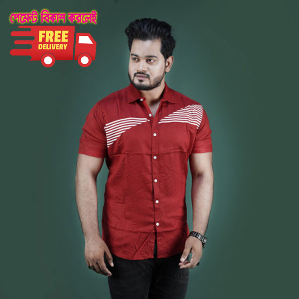 Men's Casual Shirt, DarkRed colored