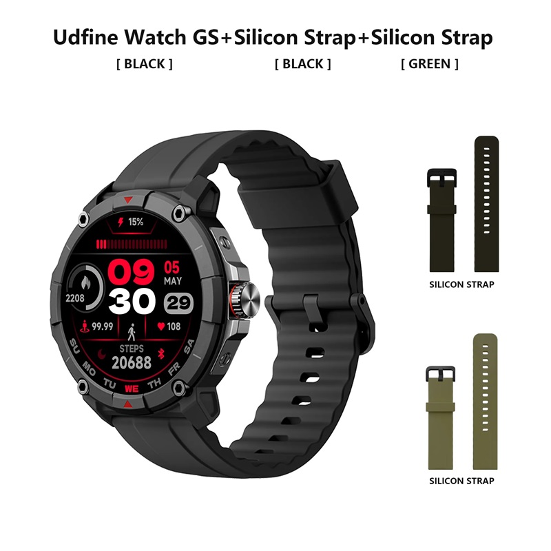 Udfine Watch GS 1.38″ HD Display Bluetooth Calling Alexa With GPS Smartwatch Double Straps, Black Color
