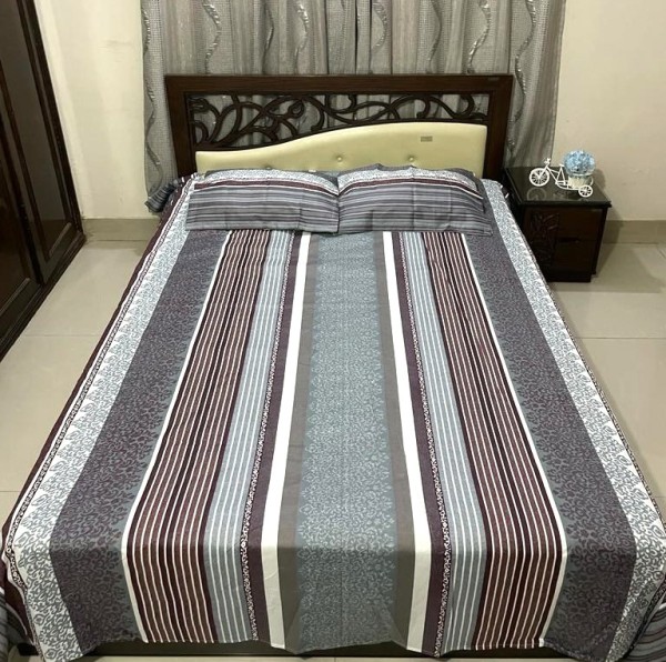 Cotton Design Bedsheet 8 x 8 foot - 3pcs Set